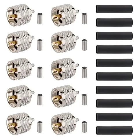 MOOKEERF PL-259 Crimp Connector for RG58 / LMR195 / RG400 / RG142