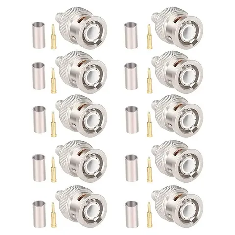 MOOKEERF BNC Male Crimp Connector for RG58 / LMR195 / RG400 / RG142