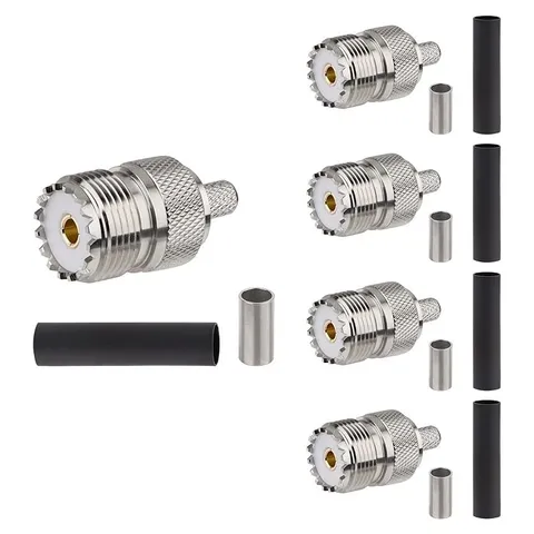 MOOKEERF SO-239 Crimp Connector for RG58 / LMR195 / RG400 / RG142