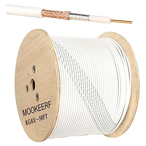 MOOKEERF RG8X Coax Cable (No Connectors) (White)