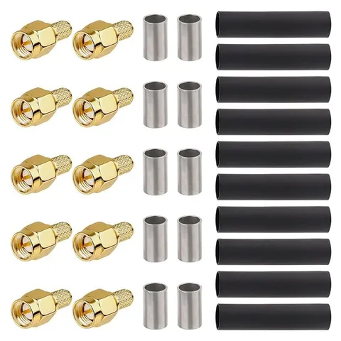 MOOKEERF SMA Male Crimp Connector for RG58 / LMR195 / RG400 / RG142