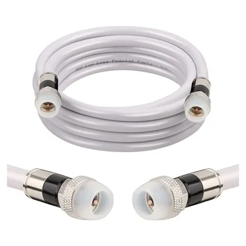 MOOKEERF RG6 F-Type Male to Male Coax Cable, Direct Burial (White)