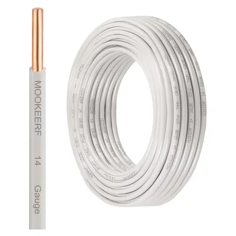 MOOKEERF THHN Building Wire, Solid Copper (White)